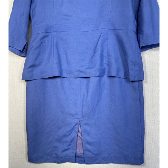 Yves Cossette Depeche Mode Womens Linen Blend Jacket & Dress Size 14 Blue - Picture 7 of 14